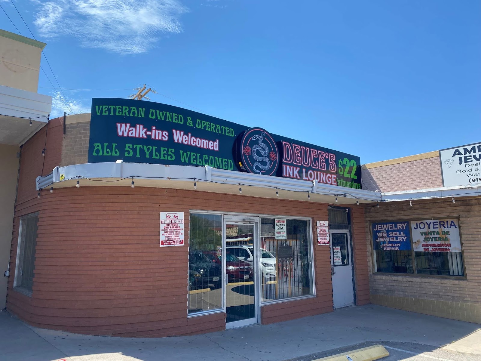 Deuce's Ink Lounge tattoo parlor in El Paso, TX