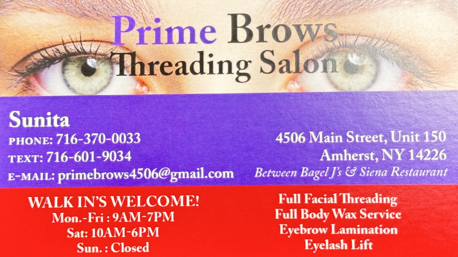 Prime Brows Threading Salon — waxing salon in Buffalo